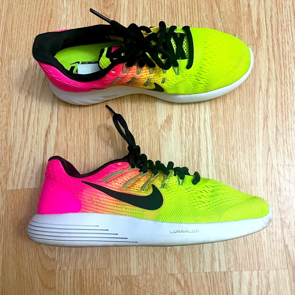 Nike Bright Green and Pink Athletic Shoes
